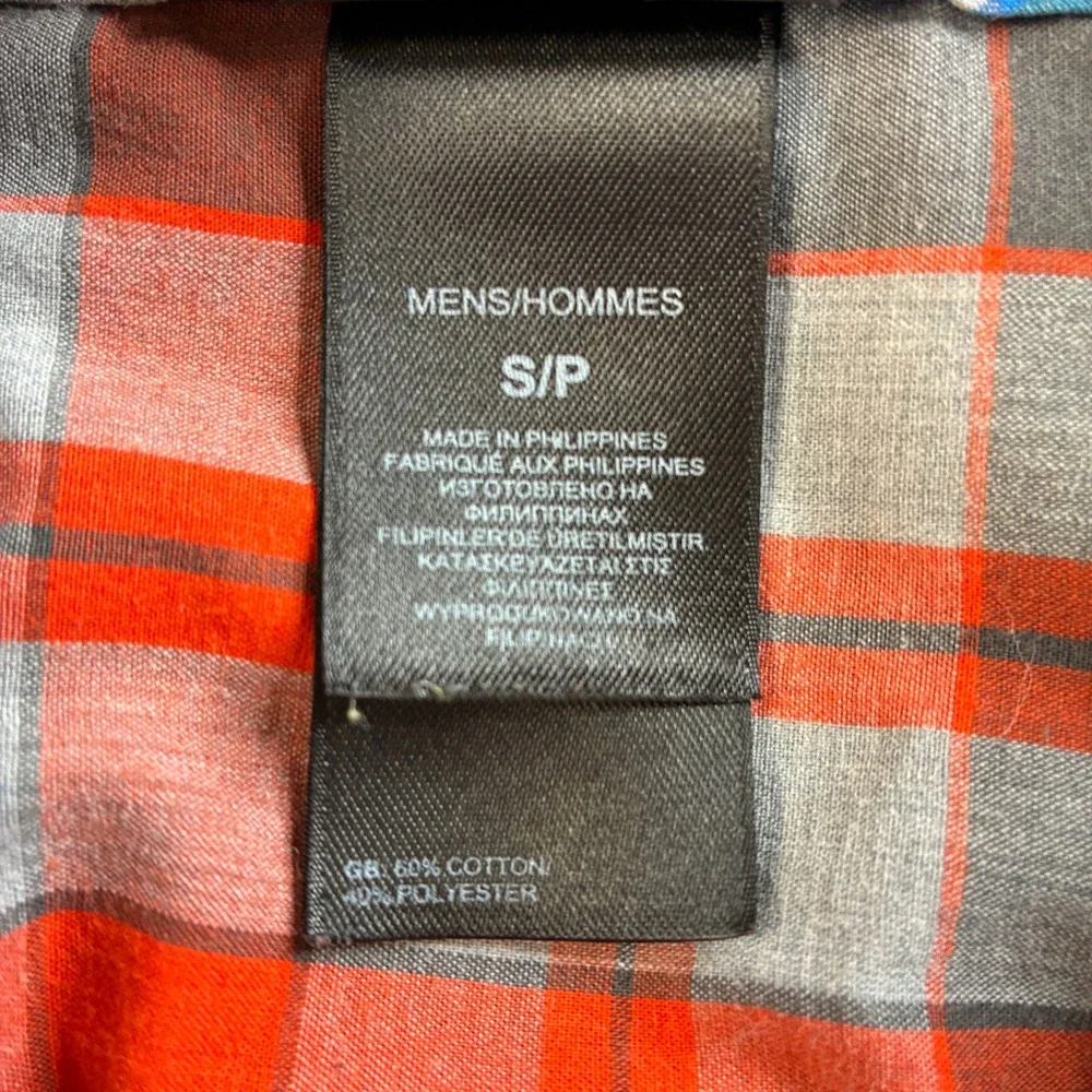 The North Face Men's Small Short Sleeve Plaid‎ Snap Front Western Shirt Orange